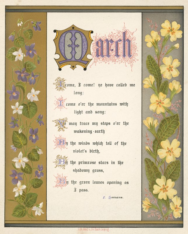 Månederne: marts (farve litho) af English School