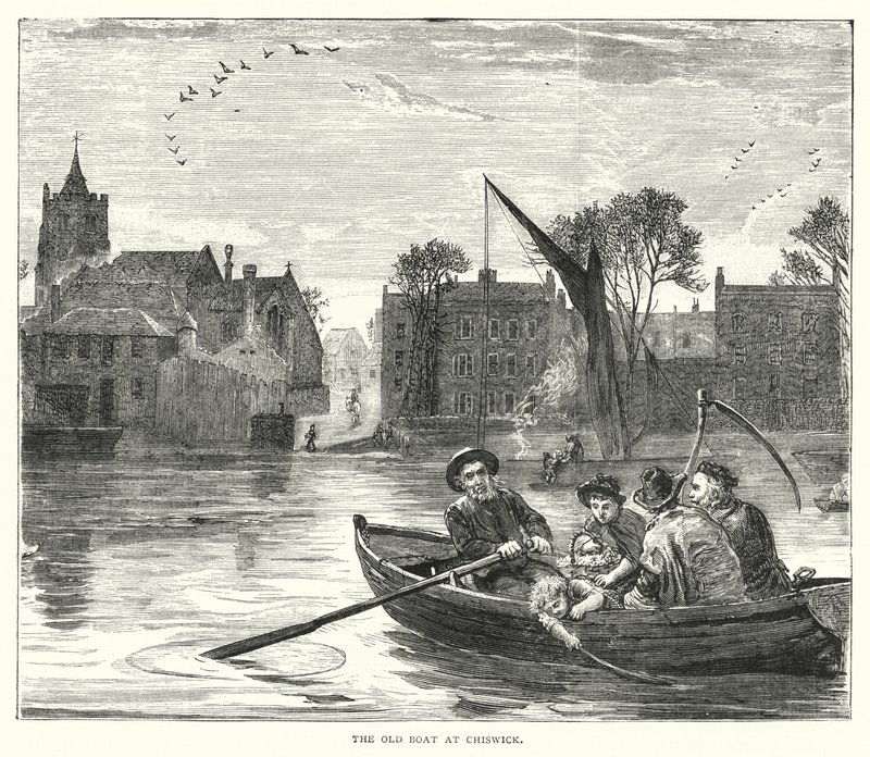Den gamle båd ved Chiswick (gravering) af English School
