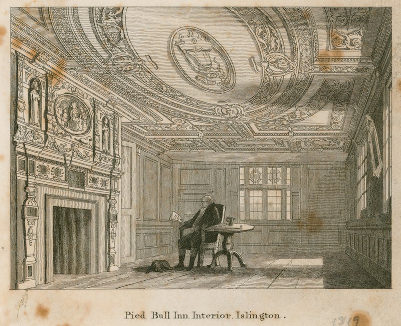 The Old Pied Bull, interiør af English School