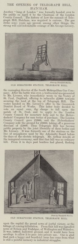 Åbningen af Telegraph Hill, Hatcham (gravering) af English School