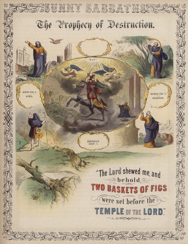 The Prophecy of Destruction (farvet indgravering) af English School