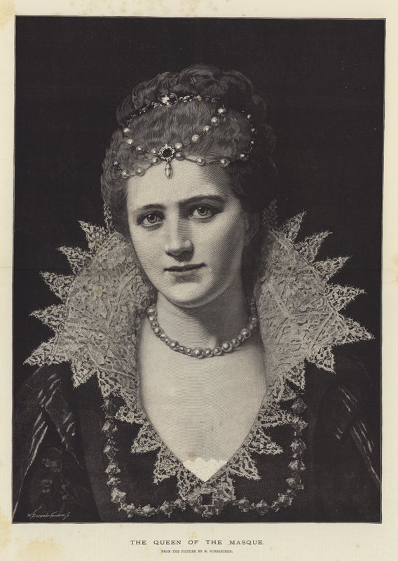 The Queen of the Masque (gravering) af English School