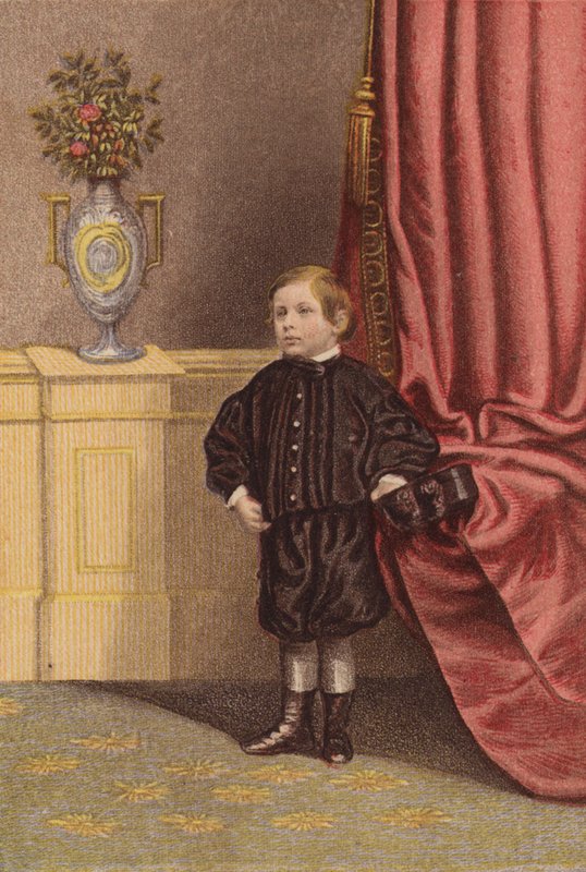 Dronningens første barnebarn (farve litho) af English School