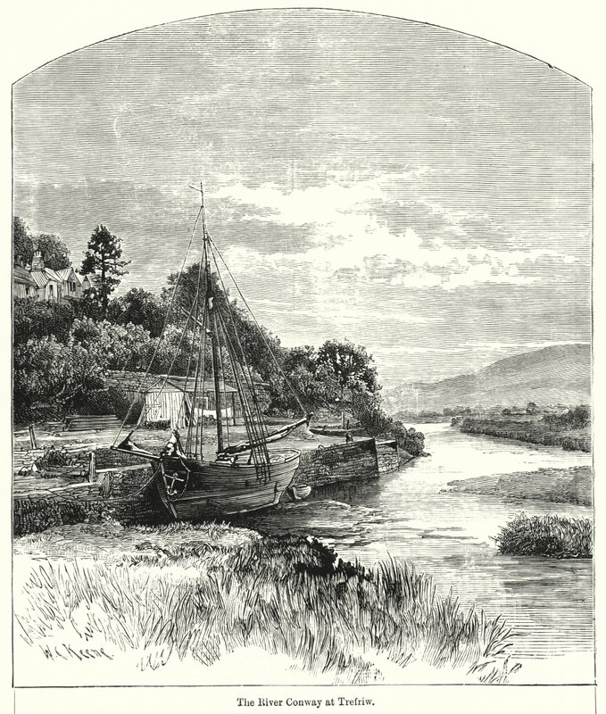 The River Conway ved Trefriw (gravering) af English School