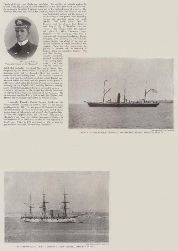 Royal Navy at Apia (gravering) af English School