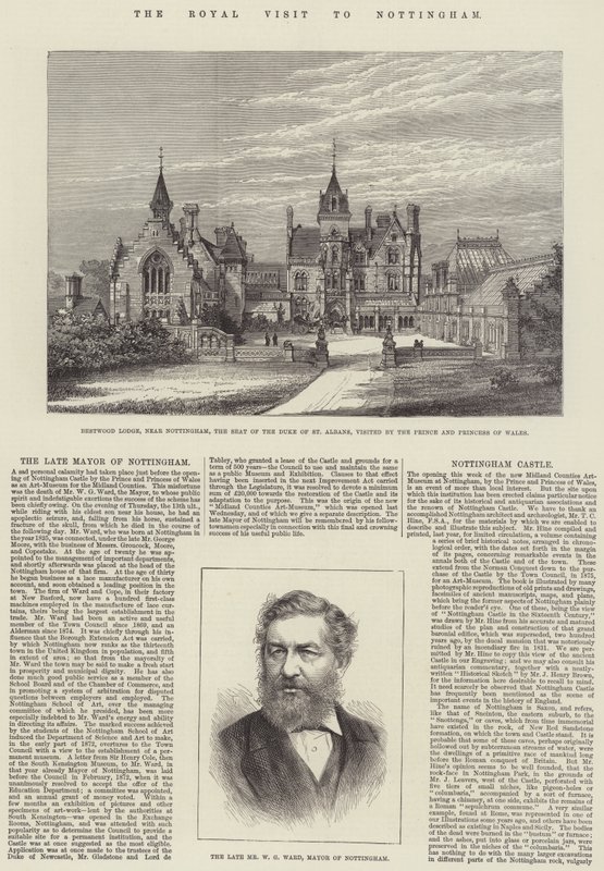 Det kongelige besøg i Nottingham (gravering) af English School