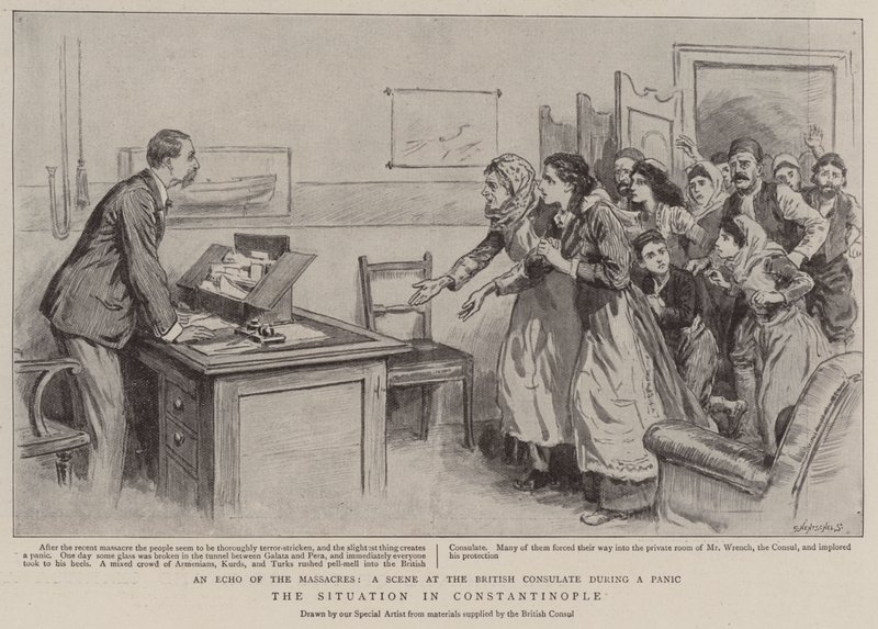 Situationen i Konstantinopel (litho) af English School