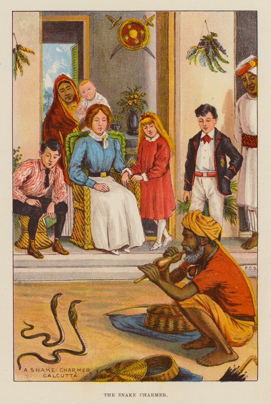 The Snake Charmer (farve litho) af English School