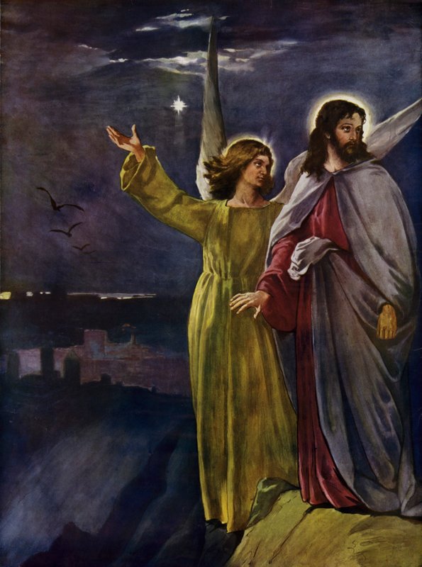 Jesu fristelse (farvelitografi) af English School