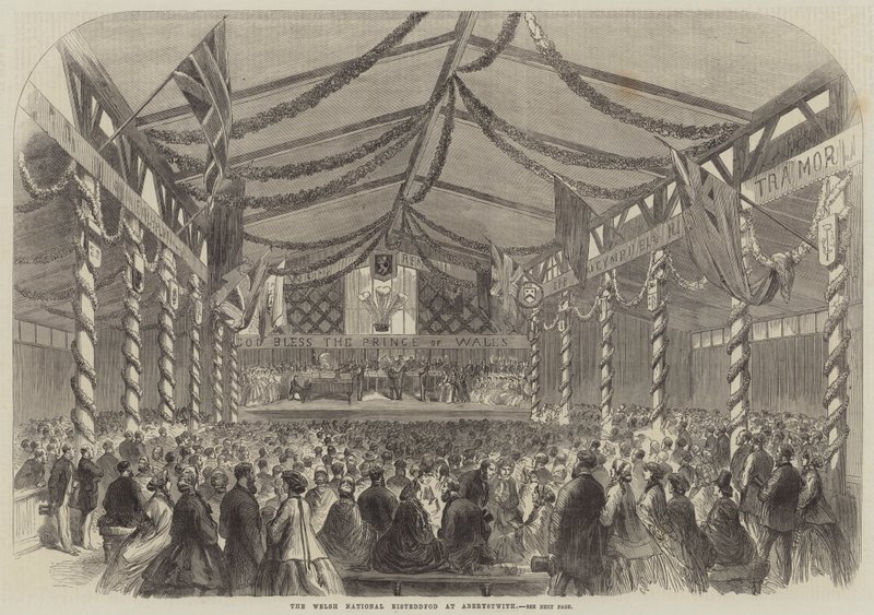 Den walisiske nationale Eisteddfod ved Aberystwith (gravering) af English School