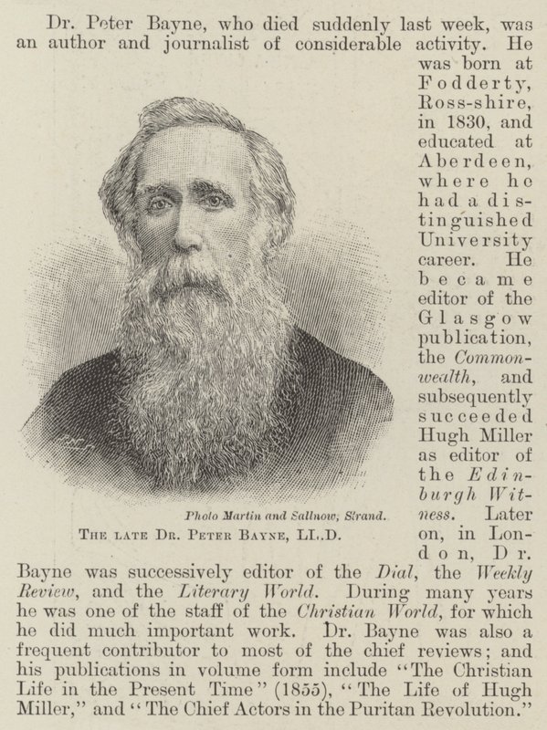 Afdøde Dr. Peter Bayne, LLD (gravering) af English School