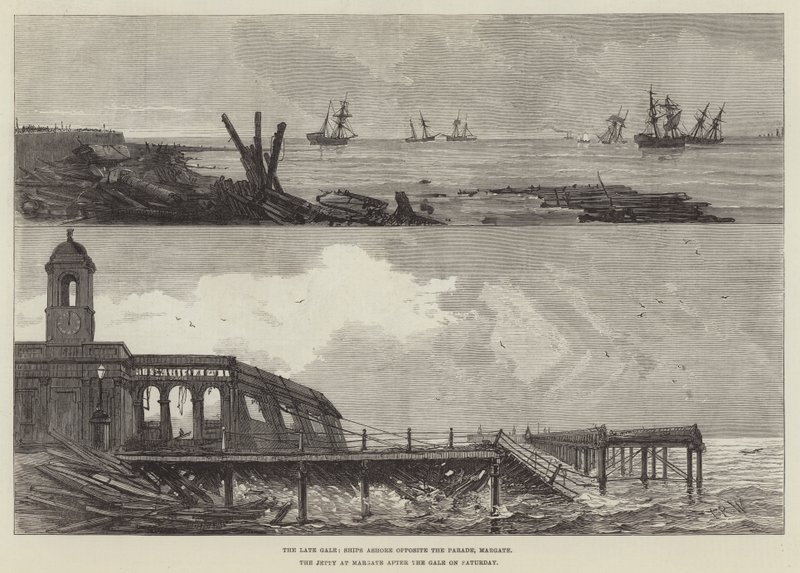 The late Gale at Margate (gravering) af English School