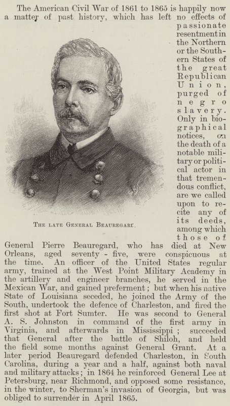 Den afdøde general Beauregard (gravering) af English School