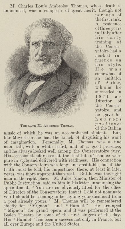 Afdøde M Ambroise Thomas (gravering) af English School