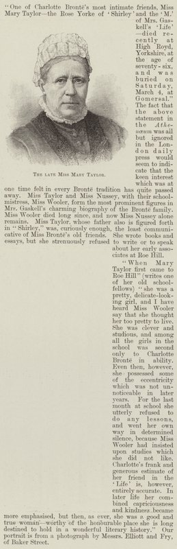 Den afdøde Miss Mary Taylor (gravering) af English School