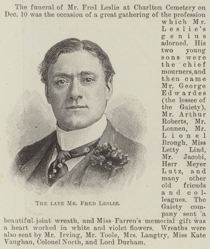 Den afdøde hr. Fred Leslie (gravering) af English School
