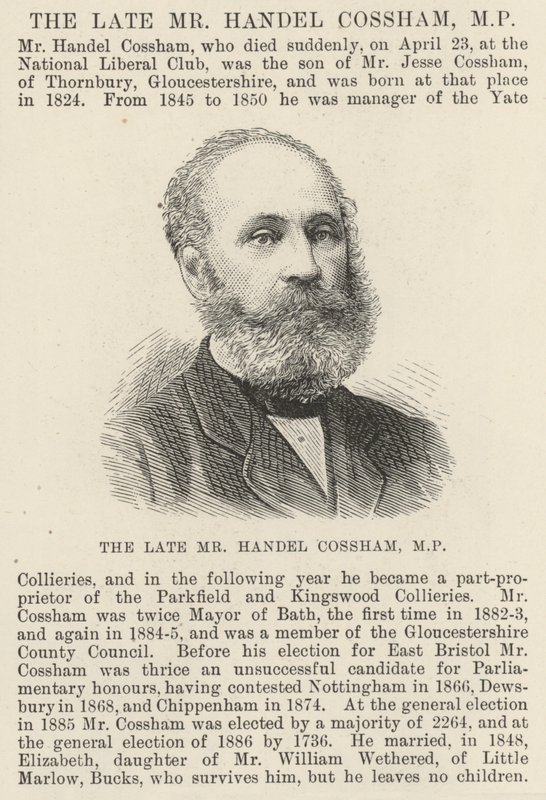 Afdøde hr. Handel Cossham, MP (gravering) af English School