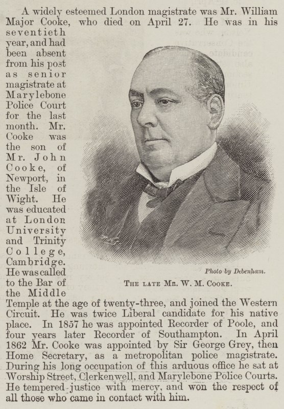Den afdøde hr. W. M. Cooke (gravering) af English School