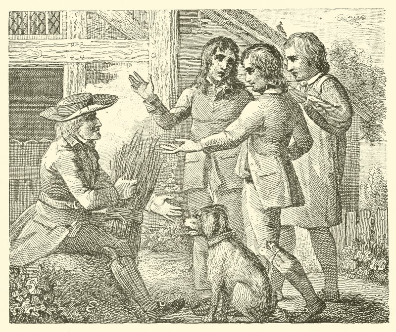 Den gamle mand og hans sønner (gravering) af English School
