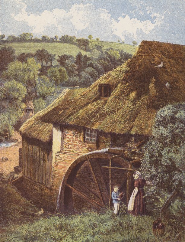 Den gamle vandmølle (farvelitografi) af English School