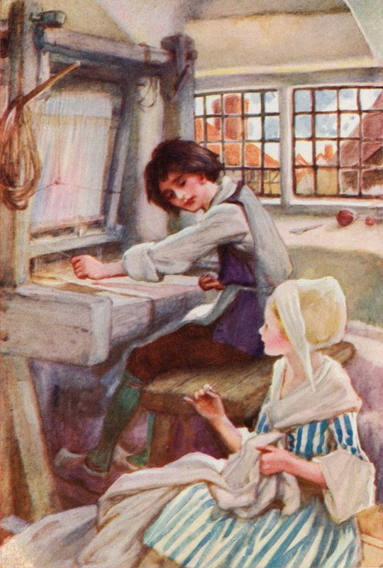 Væverne i Lyon, Frankrig (farve litho) af English School