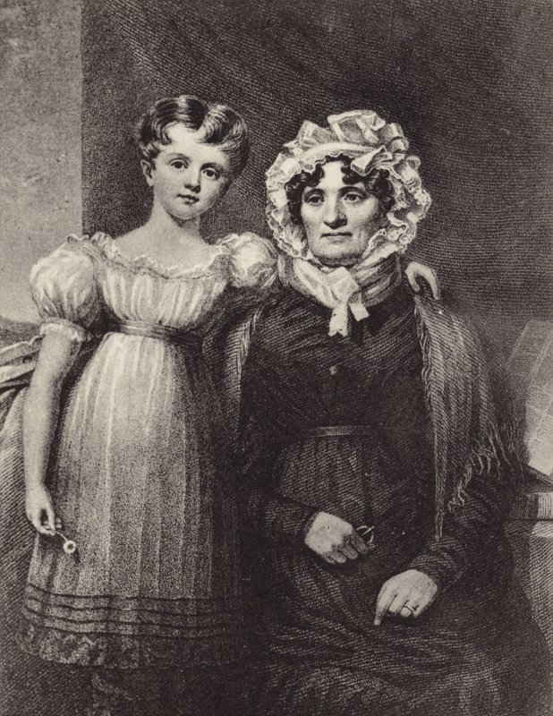 Enken og barnebarnet til Robert Burns af English School