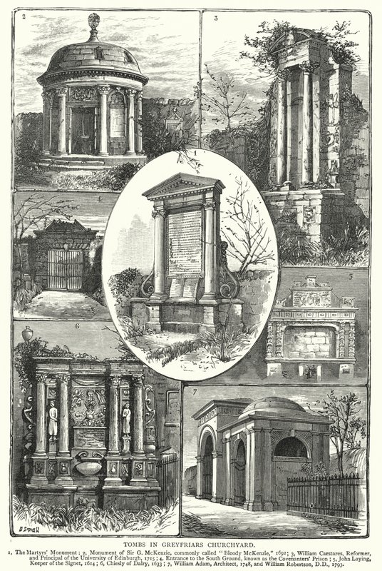 Grave i Greyfriars Churchyard (gravering) af English School