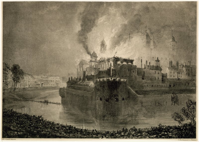 Tower of London Fire, 1841 af English School