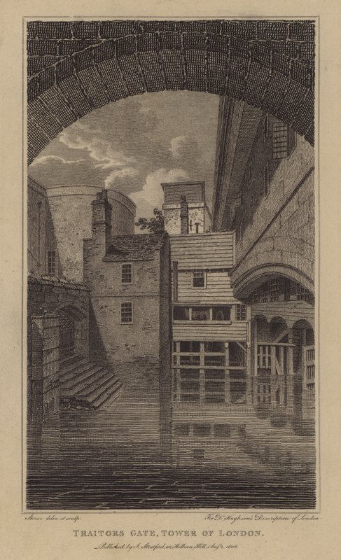 Forræderens port, Tower of London (gravering) af English School
