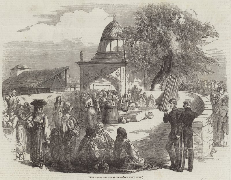 Varna, offentlig springvand (gravering) af English School