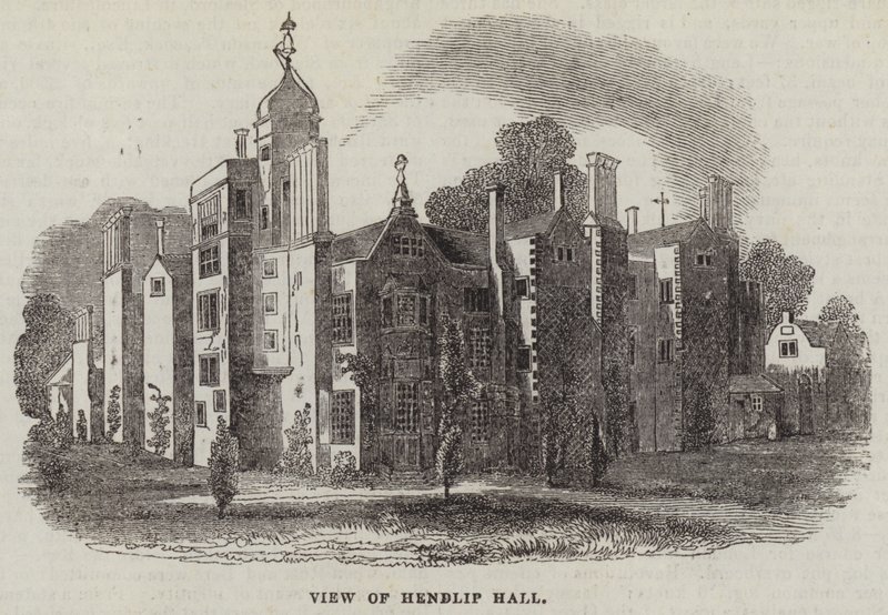 Udsigt over Hendlip Hall (gravering) af English School