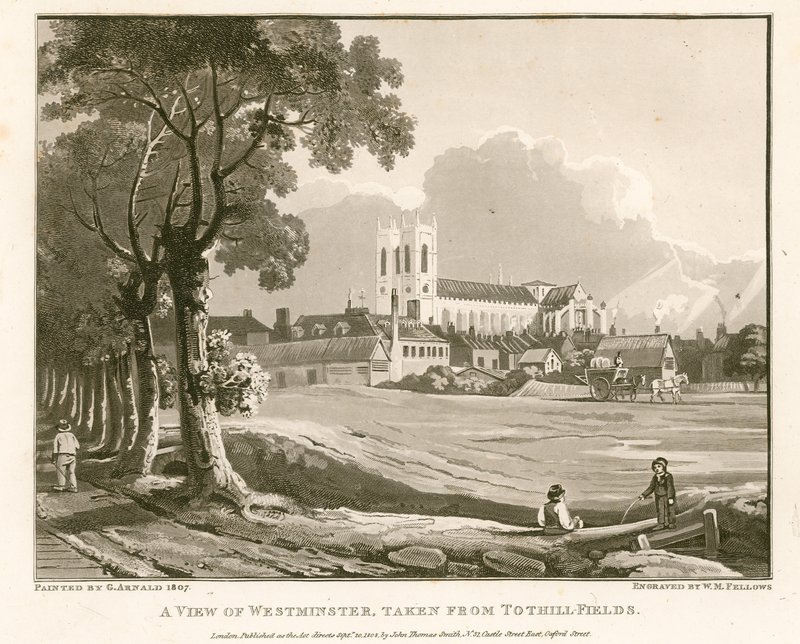 Udsigt over Westminster fra Tothill Fields af English School