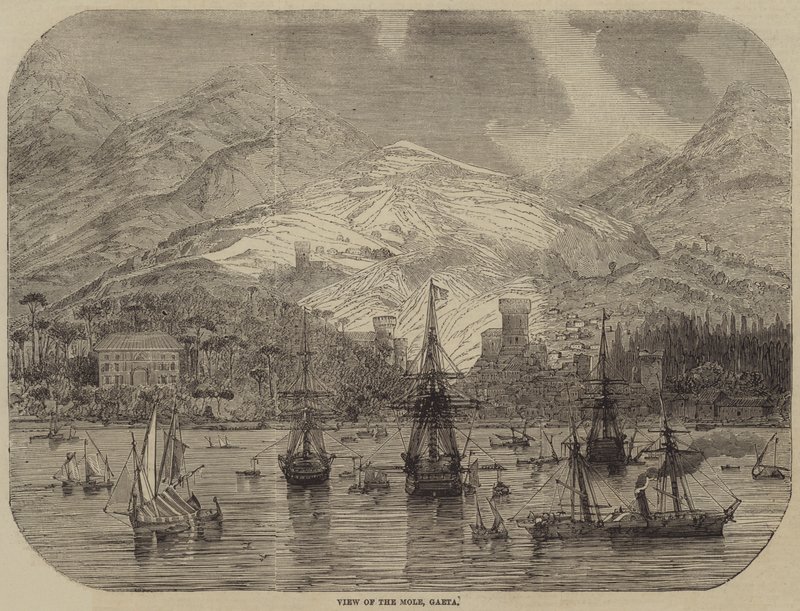 Udsigt over muldvarpen, Gaeta (gravering) af English School
