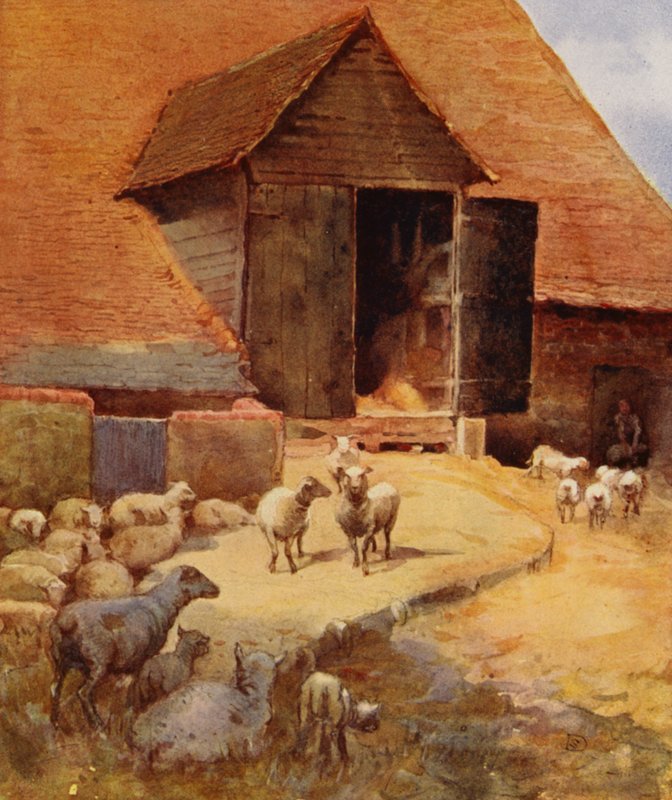 Venter på at blive klippet (farve litho) af English School