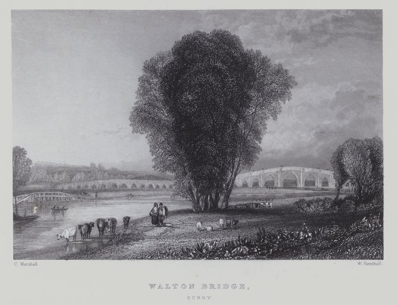 Walton Bridge, Surrey (gravering) af English School