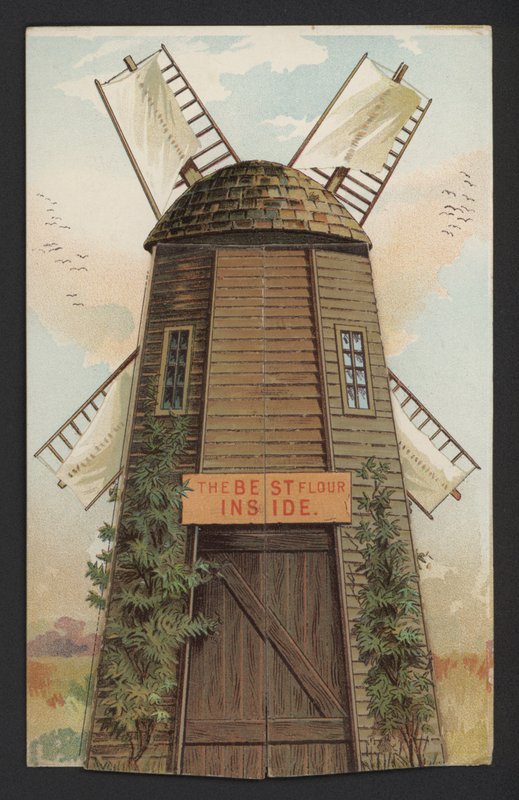 Vindmølle (farve litho) af English School