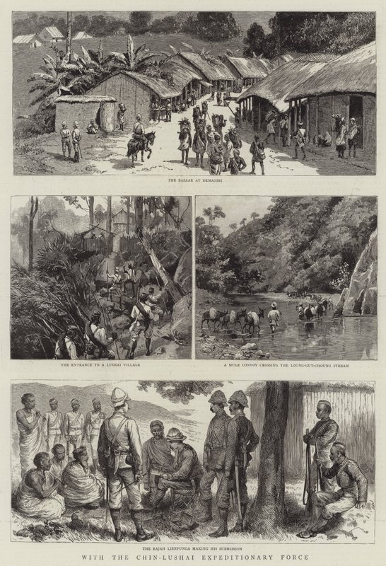 Med Chin-Lushai Expeditionary Force (gravering) af English School