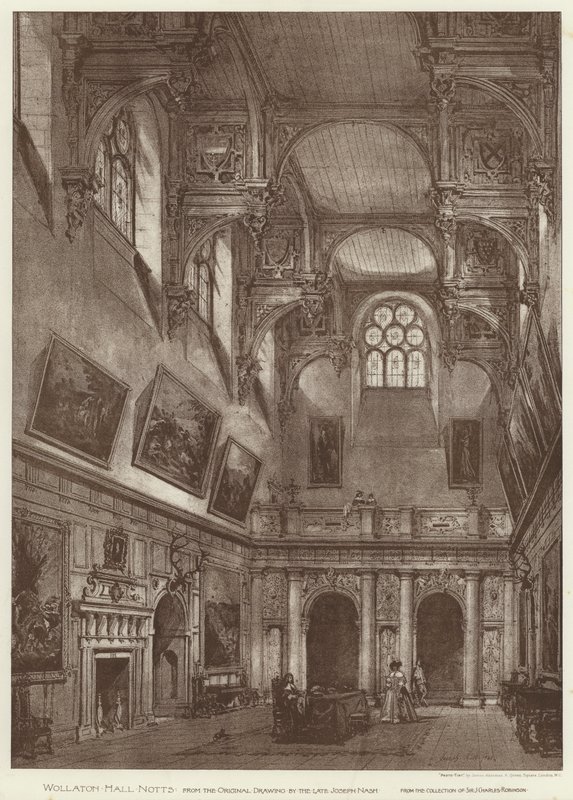 Wollaton Hall, Notts (litho) af English School