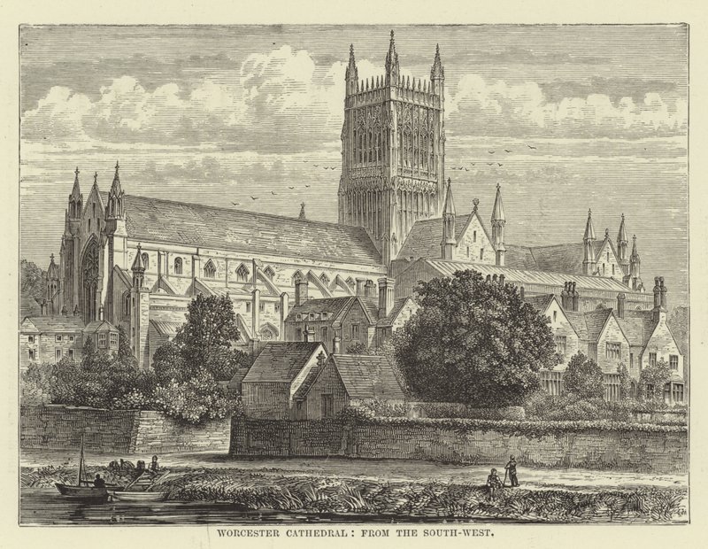 Worcester Cathedral, fra sydvest af English School