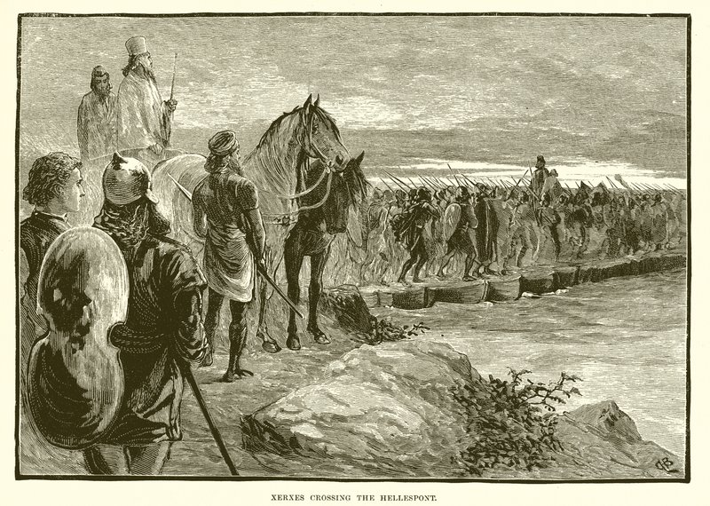 Xerxes krydser Hellespont af English School