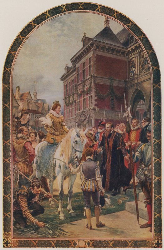 Åbningen af den første Royal Exchange af Dronning Elizabeth I, London, 23. januar 1571 af Ernest Crofts