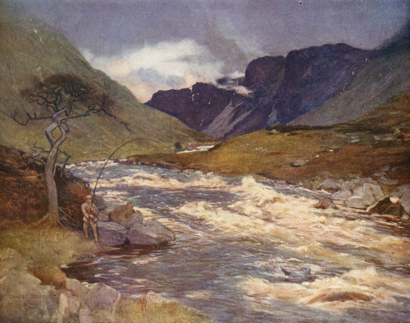Floden Awe (farvelitografi) af Ernest Edward Briggs