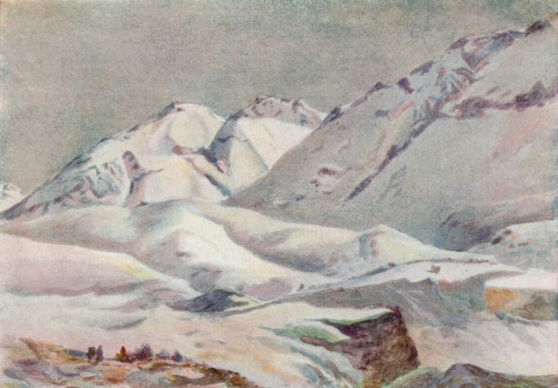 Andesbjergene (farve litho) af Ernest William Christmas