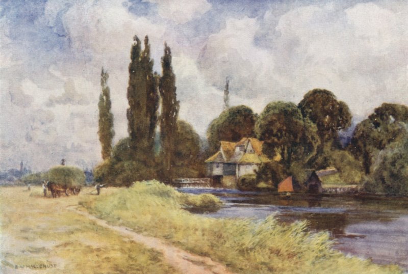 Iffley Mill (farve litho) af Ernest William Haslehust