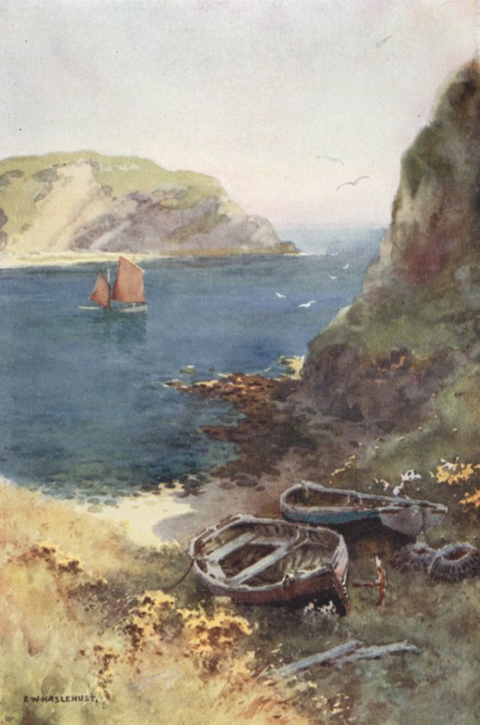 Lulworth Cove (farve litho) af Ernest William Haslehust