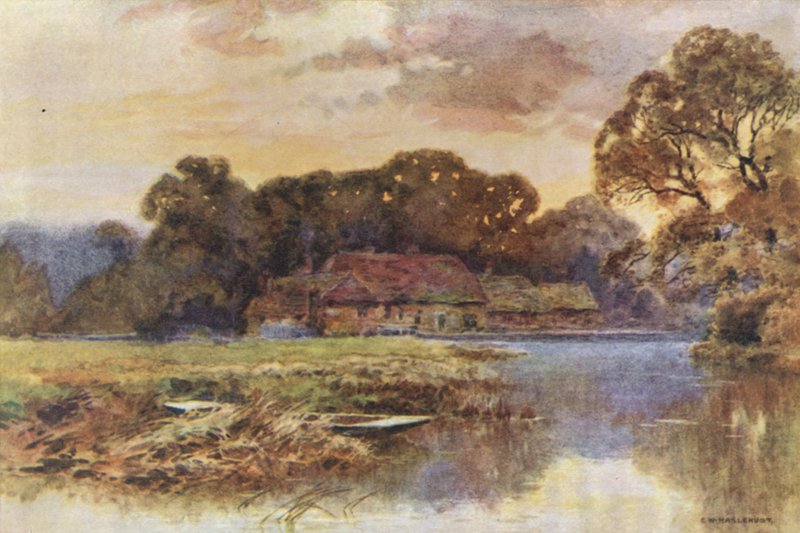 Pangbourne (farve litho) af Ernest William Haslehust