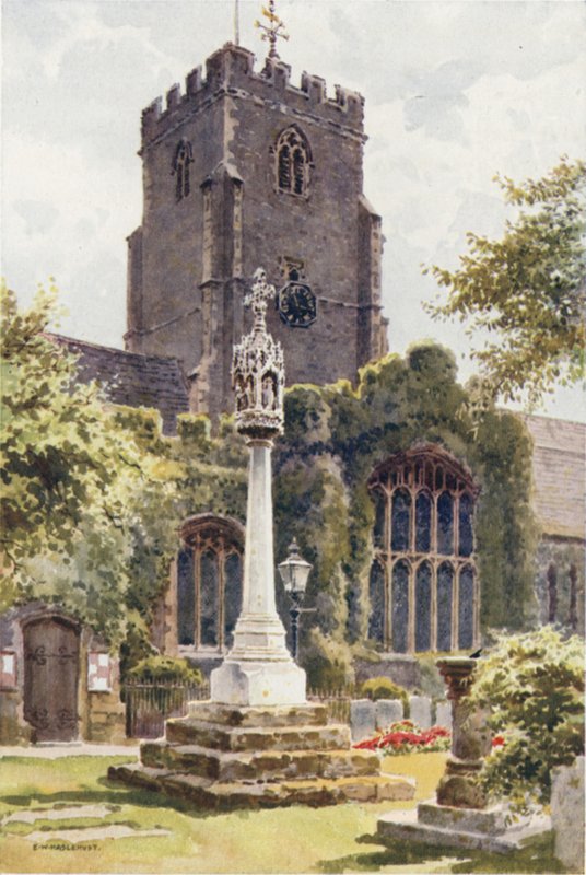 Sognekirke, Folkestone (farve litho) af Ernest William Haslehust