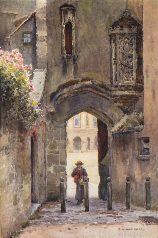 Penniless Gate, Wells (farve litho) af Ernest William Haslehust