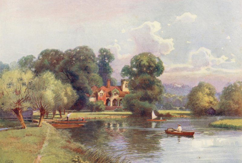 Themsen: Medmenham Abbey (farvelitografi) af Ernest William Haslehust