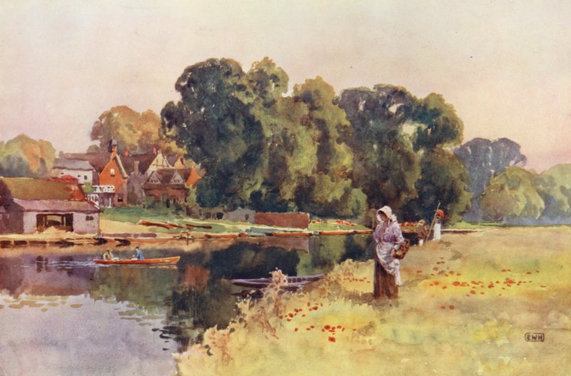 Themsen: Wargrave (farvelitografi) af Ernest William Haslehust